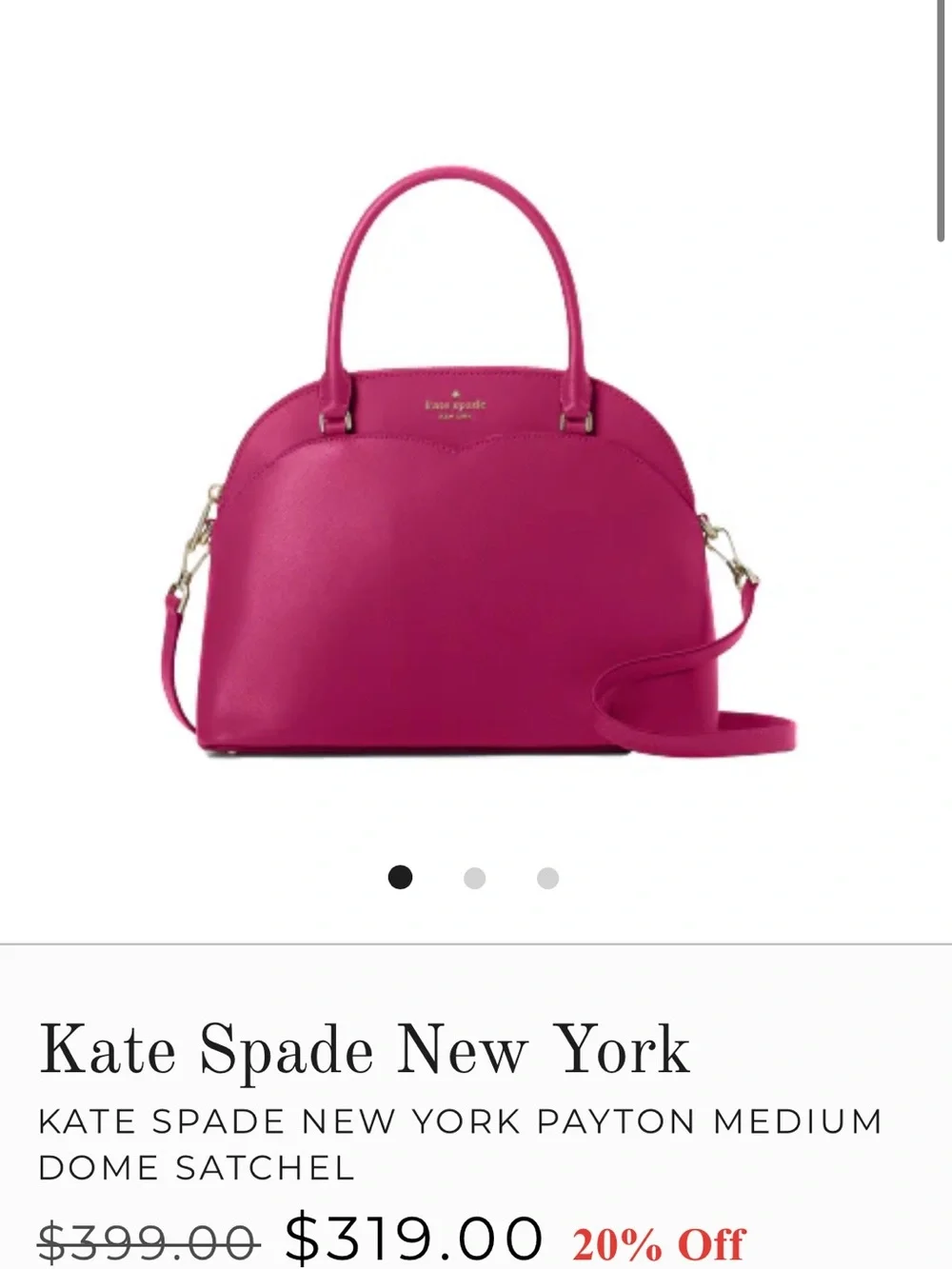 kate spade Hot Pink Dome Satchel with Gold-Tone Hardware